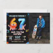Graffiti 6 7 Meme Trend Six Seven Birthday Photo 招待状 (正面)