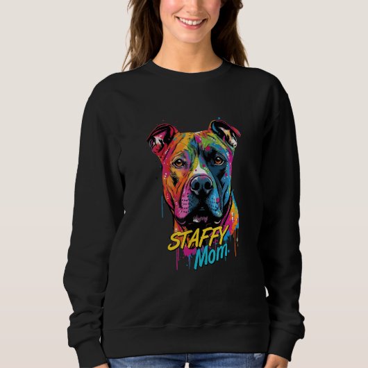 Graffiti American Staffordshire Terrier Mom Staffy スウェットシャツ (正面)