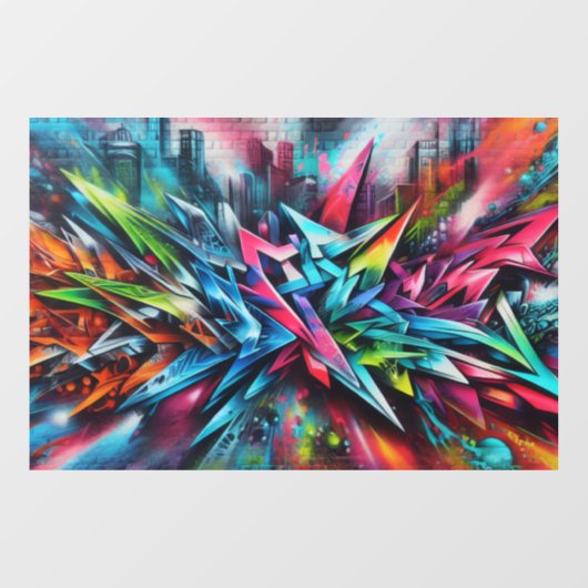 Graffiti auf Ziegelwand mit Skyline Streetart ウィンドウサイン (シート)