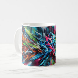 Graffiti auf Ziegelwand mit Skyline Streetart コーヒーマグカップ