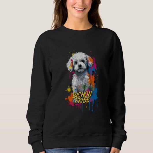 Graffiti Bichon Frise Mural Street Bichon Frise スウェットシャツ (正面)