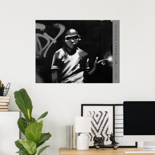 Graffiti Boy black ポスター (ホームオフィス)