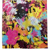 Graffiti bright psychedelic seamless pattern illus シャワーカーテン (正面)