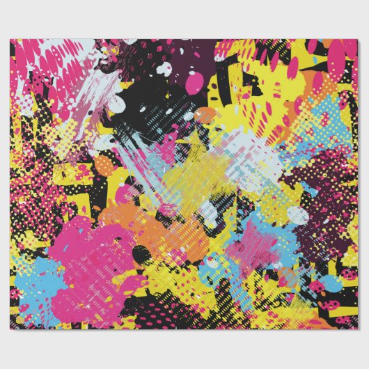 Graffiti bright psychedelic seamless pattern illus ラッピングペーパー (フラット)