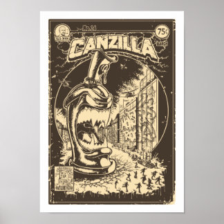 Graffiti - CANZILLA - Retro SciFi Monster Comic ポスター