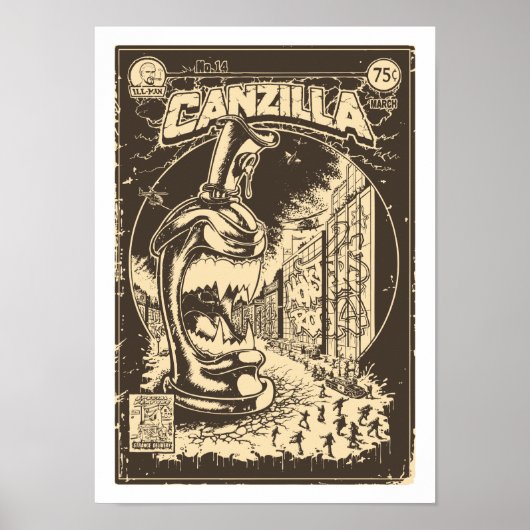 Graffiti - CANZILLA - Retro SciFi Monster Comic ポスター (正面)