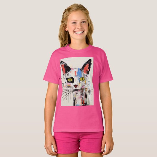 Graffiti Cat Urban Cool Feline Tシャツ (正面フル)