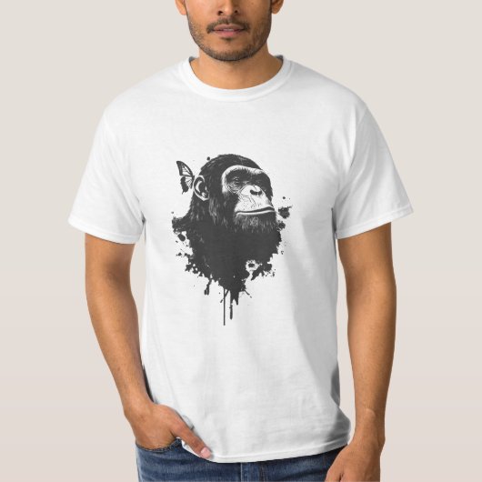Graffiti Chimpanzee Street Art Animal Portrait Urb Tシャツ (正面)