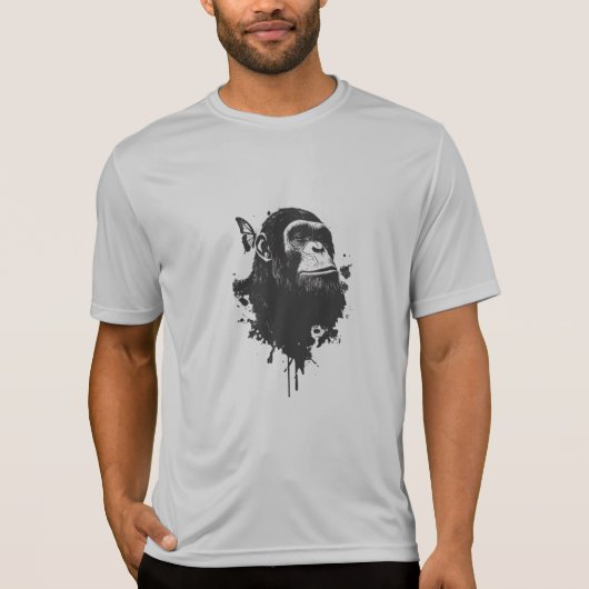 Graffiti Chimpanzee Street Art Animal Portrait Urb Tシャツ (正面)