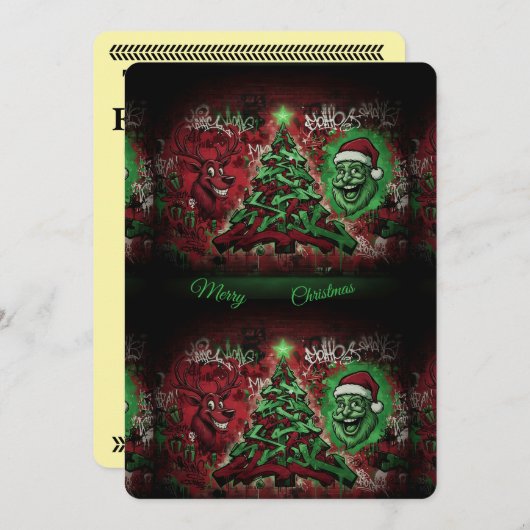 Graffiti Christmas Card 5x7 Matte シーズンカード (正面/裏面)