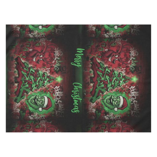 Graffiti Christmas Cotton Tablecloth 52x70 テーブルクロス (正面(横))