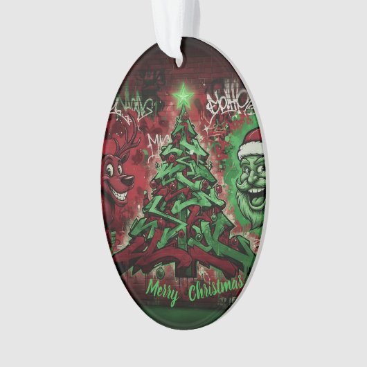 Graffiti Christmas Oval Acrylic Ornament オーナメント (正面)