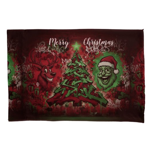 Graffiti Christmas Pillowcase Standard Size 枕カバー (正面)