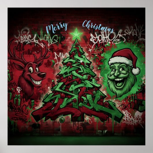 Graffiti Christmas Poster Semi-Gloss ポスター (正面)