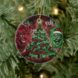 Graffiti Christmas Round Ornament セラミックオーナメント
