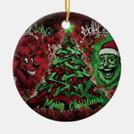 Graffiti Christmas Round Ornament セラミックオーナメント