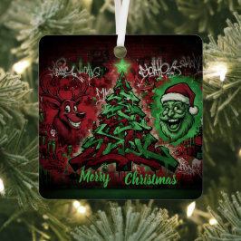 Graffiti Christmas Square Metal Ornament メタルオーナメント