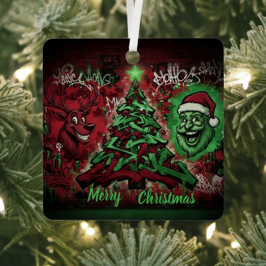 Graffiti Christmas Square Metal Ornament メタルオーナメント (インサイチュ)