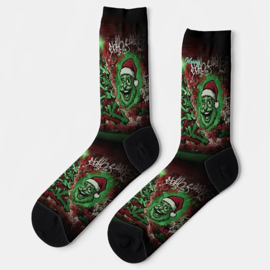 Graffiti Christmas Sustainable Premium Socks ソックス (左)