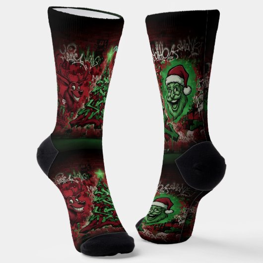 Graffiti Christmas Sustainable Premium Socks ソックス (傾斜あり)