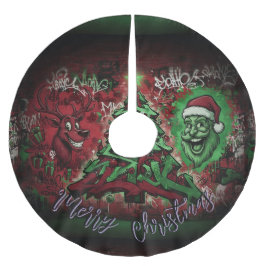 Graffiti Christmas Tree Skirt 44" ブラッシュドポリエステルツリースカート