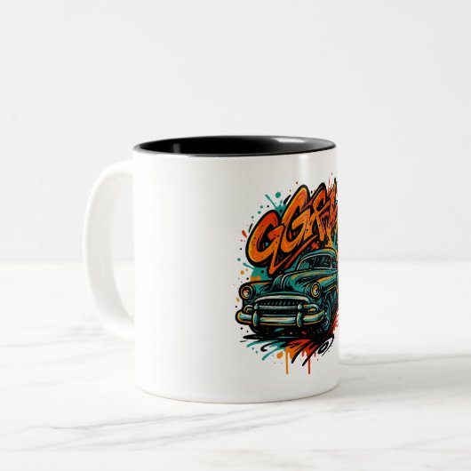 Graffiti Classic Car Mug ツートーンマグカップ (正面左)