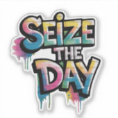 Graffiti Colorful Text Saying Seize The Day シール (正面)