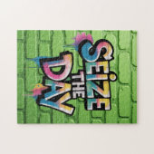 Graffiti Colorful Text Saying Seize The Day ジグソーパズル (横)