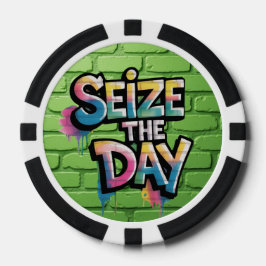 Graffiti Colorful Text Saying Seize The Day ポーカーチップ