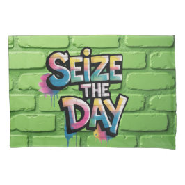 Graffiti Colorful Text Saying Seize The Day 枕カバー