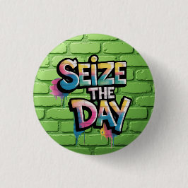 Graffiti Colorful Text Saying Seize The Day 缶バッジ