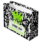Graffiti Crown Green Black 誕生日お礼 ラージペーパーバッグ (裏面アングル)