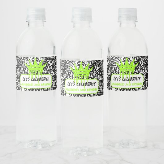 Graffiti Crown Green Let's Celebrate バースデー ペットボトルラベル (ボトル)