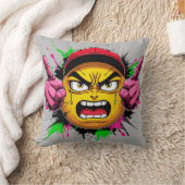 "Graffiti Emoji Rage – Angry Face with Cap and Mid クッション (ブランケット)