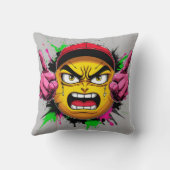 "Graffiti Emoji Rage – Angry Face with Cap and Mid クッション (裏面)