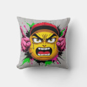"Graffiti Emoji Rage – Angry Face with Cap and Mid クッション (正面)