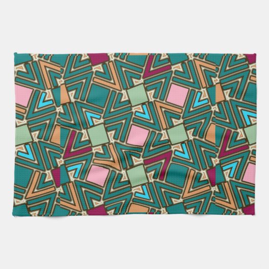 Graffiti Explosion Modern Geometric Pattern  キッチンタオル (横)