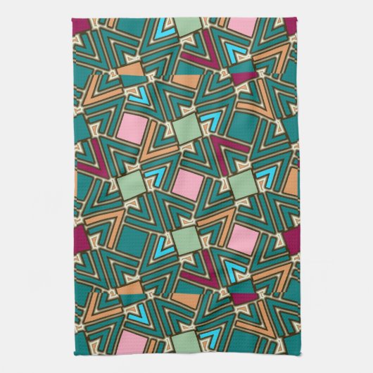 Graffiti Explosion Modern Geometric Pattern  キッチンタオル (縦)