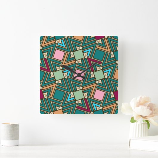 Graffiti Explosion Modern Geometric Pattern  スクエア壁時計 (ホーム)