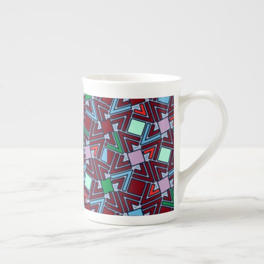 Graffiti Explosion Modern Geometric Pattern  ボーンチャイナマグカップ (右)