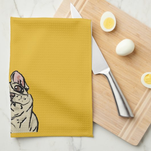 Graffiti French bulldog キッチンタオル (四つ折り)