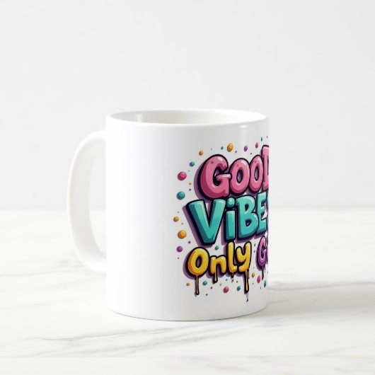 Graffiti Good Vibes Only Girl マグ (正面左)