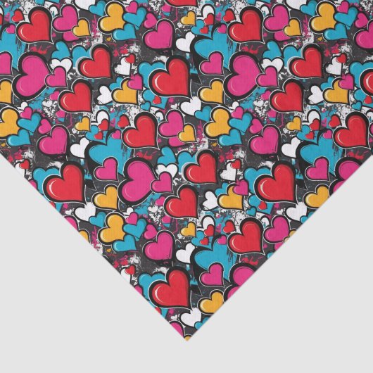 Graffiti Hearts Cool Street Art Modern Patterned 薄葉紙 (詳細)