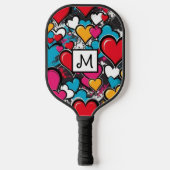 Graffiti Hearts Street Art Cool Monogrammed ピックルボールラケット (正面)