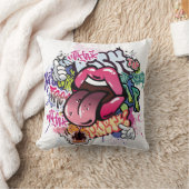 Graffiti illustration with street graffiti letters クッション (ブランケット)