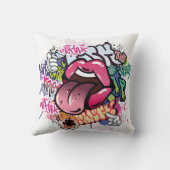 Graffiti illustration with street graffiti letters クッション (裏面)