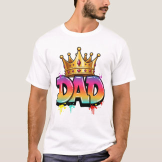 Graffiti King Dad | ビビッドなアーバンクラウンTシャツ Tシャツ