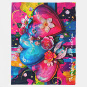 [Graffiti Love}  Romantic Funny Snuggle Throw  フリースブランケット (正面)