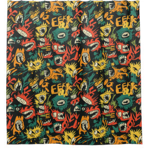 Graffiti Monster Eek ブラックハロウィン (1) シャワーカーテン