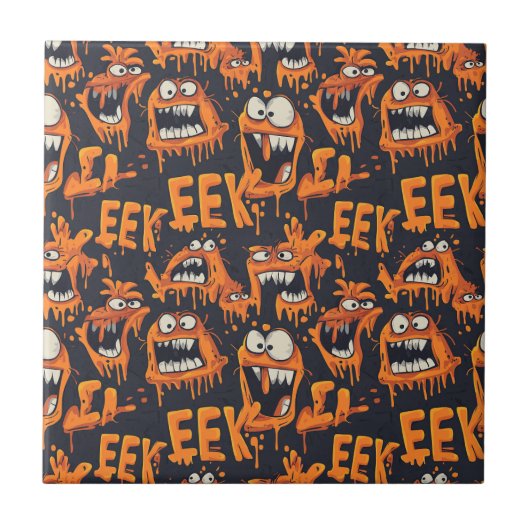 Graffiti Monster Eek ブラックハロウィン (2) タイル (正面)